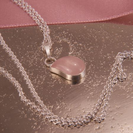 Ankerkette und Anhänger mit Rosenquarz Tropfen